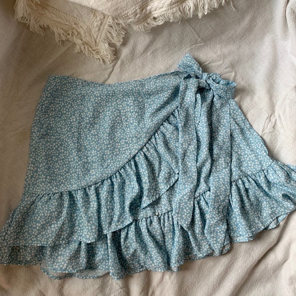 Blue mini wrap skirt